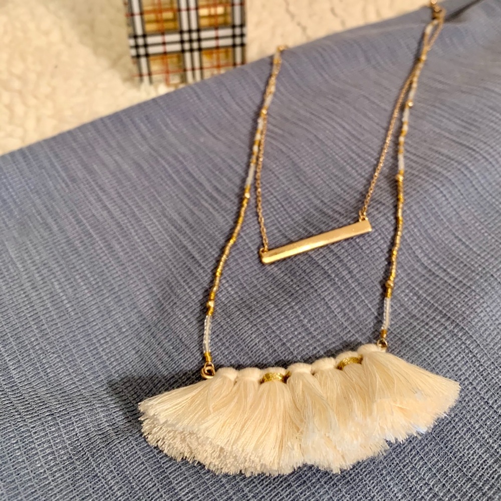 Double chain cream boho necklace